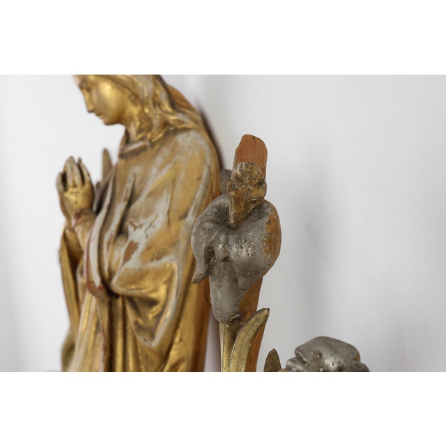 19th Century French Carved Oak Statue of the Holy Virgin For Sale - Image 5 of 12