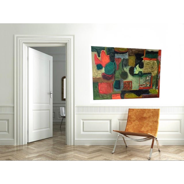 This abstract work of art is by artist MARJORIE SCHLOSSMAN (American, b. 1944), painted this handsome acrylic painting on...