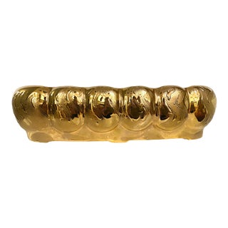 Vintage 1950’s Weeping Gold Oval Planter For Sale