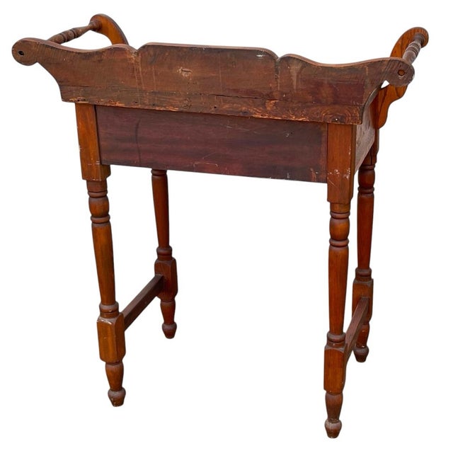 Antique Wood Washstand Side Table With Single Drawer For Sale - Image 9 of 12