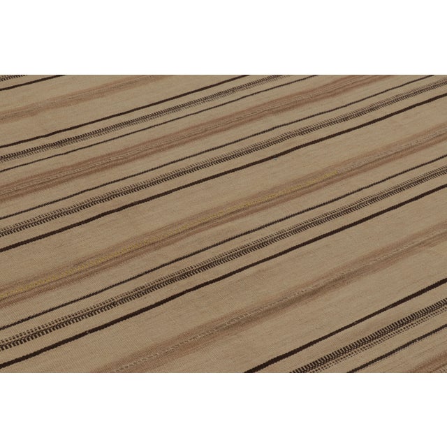 1950s Vintage Persian Kilim, Elegant Vertical Stripes in Neutral Beige - Rug & Kilim For Sale - Image 5 of 8