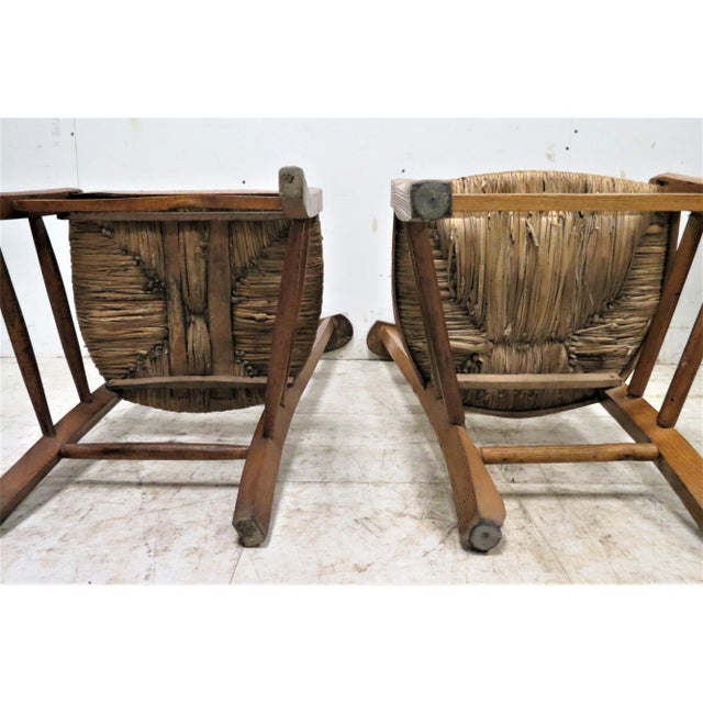 2 Antique French Prayer Chairs With Woven Rush Seats Chairish