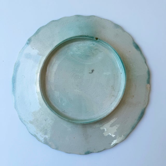French Country Antique 1890s French Majolica Asparagus Plate With Artichoke Sauce Well For Sale - Image 3 of 5