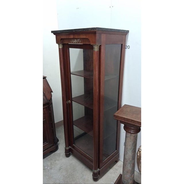 Empire Style Display Cabinet in Mahogany and Gilt Bronze with Black Marble Top, 19th Century For Sale - Image 4 of 8