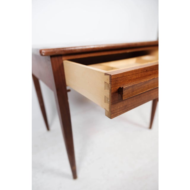 Brown Danish Teak Side Table with Extensions from Silkeborg, 1960s For Sale - Image 8 of 15