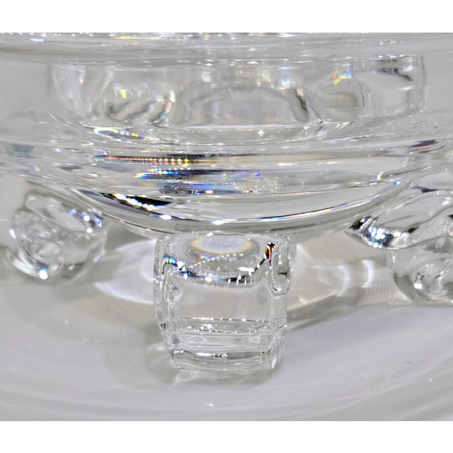 Steuben Glass Vintage Steuben Signed Clear Crystal Footed Centerpiece Bowl For Sale - Image 4 of 9