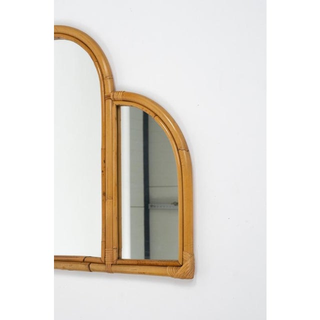 Mid-Century Modern Bamboo and Rattan Three Arches Wall Mirror, 1970s For Sale - Image 8 of 10