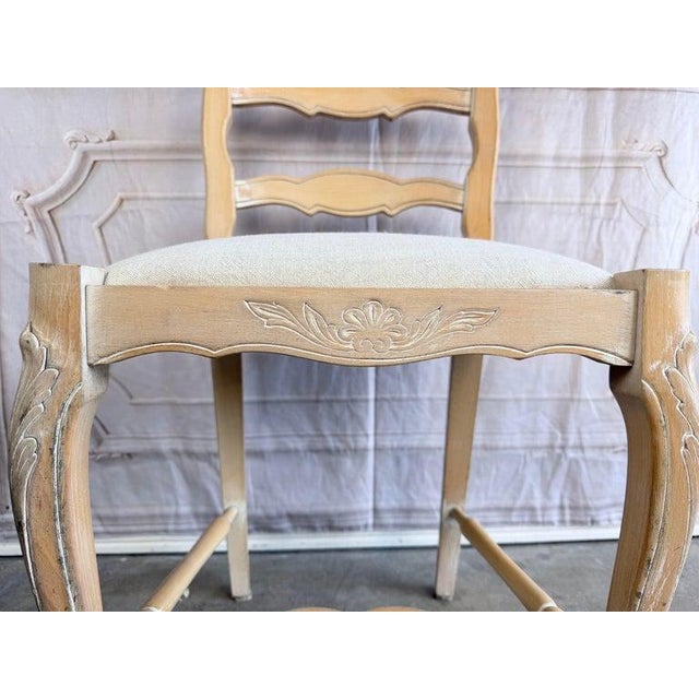 Set of 10 19th Century French Provincial Bleached Oak Ladderback Dining Chairs For Sale - Image 4 of 18