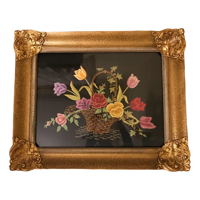 Framed Image Woven on Silk, 1950 For Sale