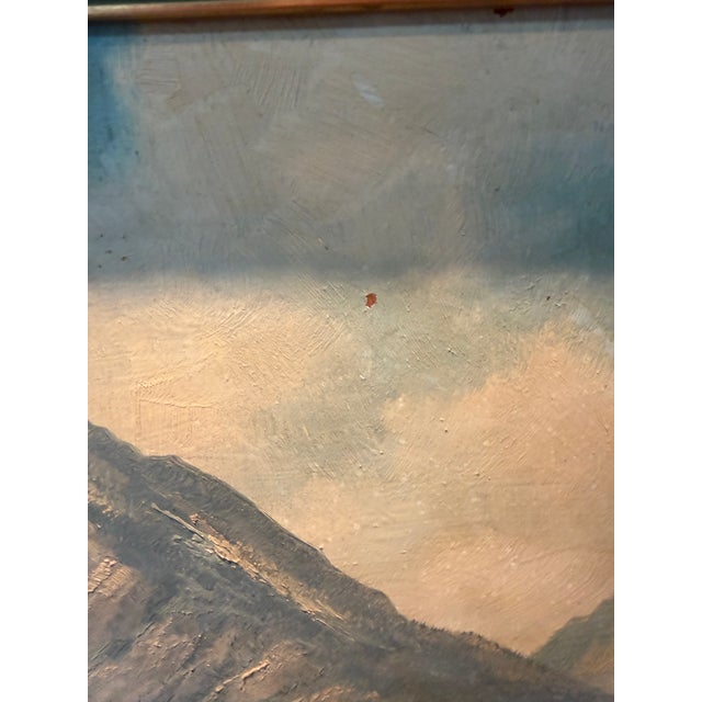 1960s 1960s Original Signed S. Gruber Watzman Mountain Oil Painting in Gold Gilt Frame For Sale - Image 5 of 12