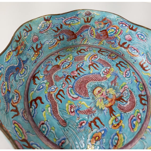 Chinese Baby Blue Peking Enamel Dragon Bowl For Sale In New York - Image 6 of 13