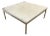 Modern Square Cowhide Ottoman + Brass Frame For Sale