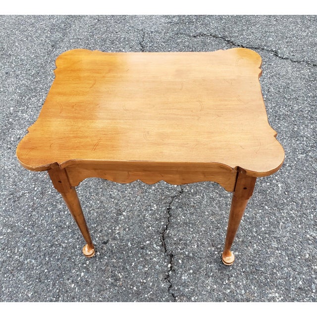 Mid-Century Ethan Allen American Classical Maple Single Drawer Side Table For Sale - Image 10 of 12
