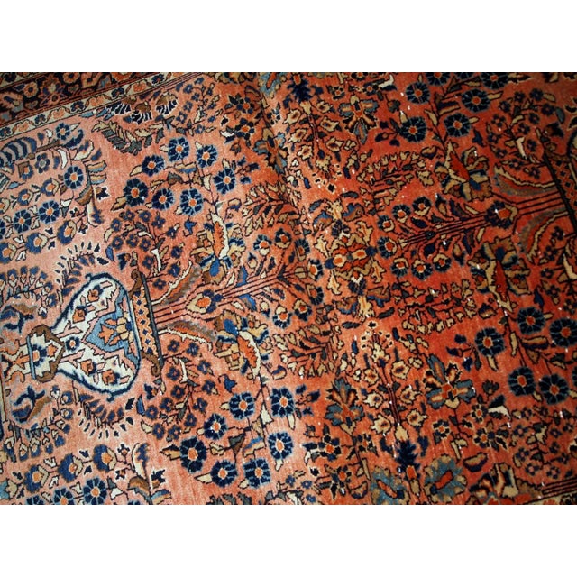 Textile 1920s Handmade Antique Persian Sarouk Rug 3.6' X 5.4' For Sale - Image 7 of 8