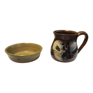 1980s Mary Louise Hudson Vickery Creamer and Saucer Pair