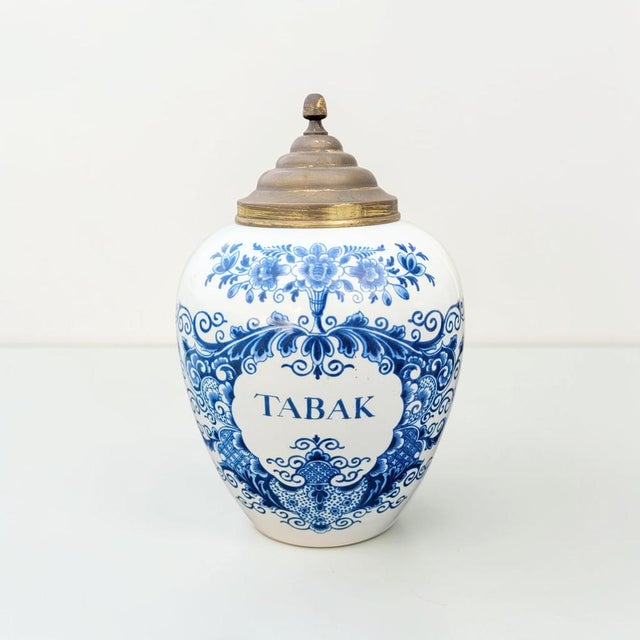 Antique Dutch Delft Blue Tobacco Jar, 1840 For Sale - Image 16 of 16