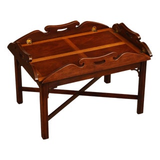 Chippendale Style Mahogany Butler's Tray Table For Sale