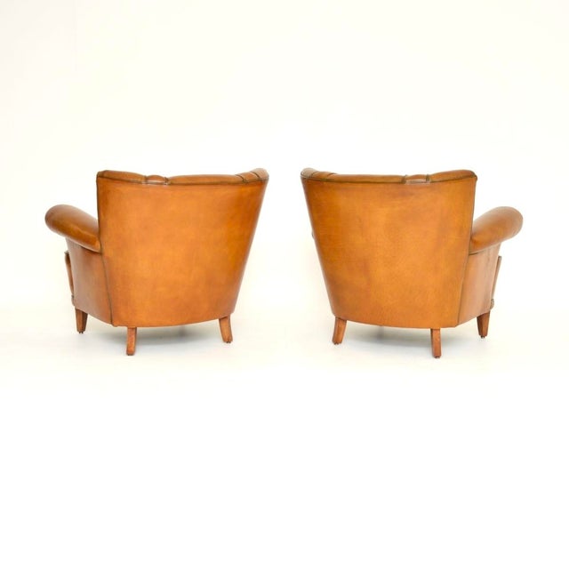 1940s Vintage Swedish Leather Club Armchairs, 1940s, Set of 2, Set of 2 For Sale - Image 5 of 9