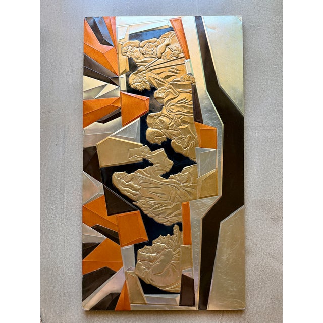 70s Large Mid-Century Liturgical Modernist Metal Last Supper Wall Relief B. Quijano Cubist Architectural For Sale - Image 12 of 17