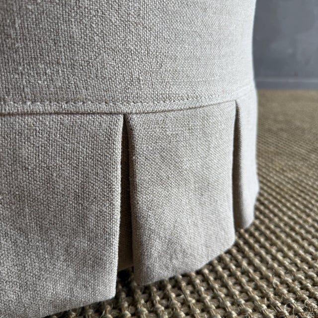 Not Yet Made - Made To Order Bailey Flax Slip Covered Ottoman in Linen With Pleated Skirt For Sale - Image 5 of 6