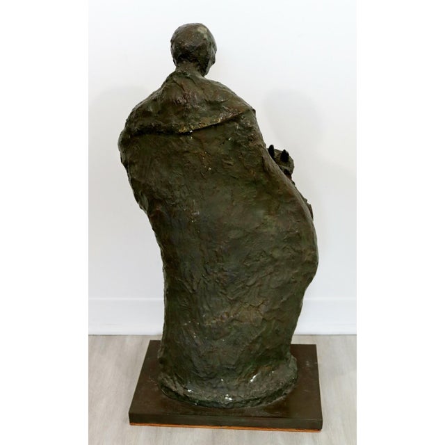 Mid Century Modern Father With Son Holding the Torah Bronze Sculpture For Sale In Detroit - Image 6 of 8