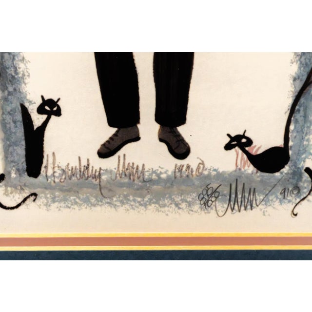 Farmhouse 1990s Adam" by P. Buckley Moss – Signed & Numbered Limited Edition in Burl Wood Frame For Sale - Image 3 of 6