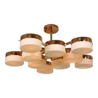Gio Ponti Inspired Brass Chandelier For Sale