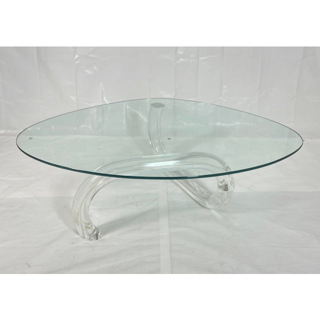 Mid-Century Modern 1970s Charles Hollis Jones “Squiggly Wiggly” Lucite Coffee Table, Usa, Signed & Dated For Sale - Image 3 of 15