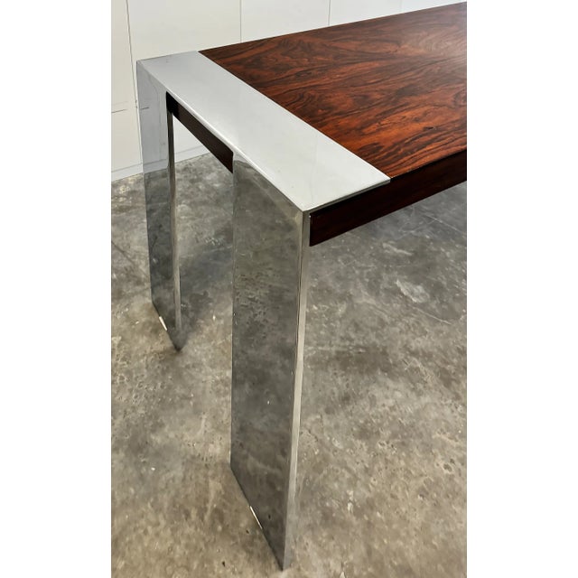 1970s 1970s Flair Rosewood, Chrome Midcentury Console Table, Baughman Attributed For Sale - Image 5 of 8