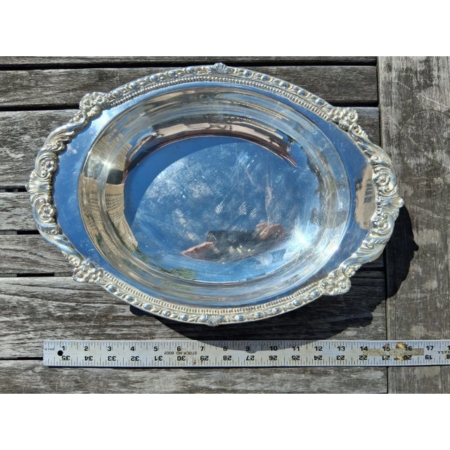 Chippendale Large Vintage Matching Sheridan Silverplated Serving Dishes - a Pair For Sale - Image 3 of 10