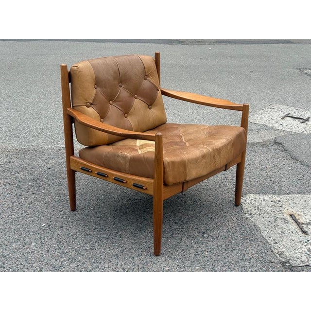 Brown Vintage Teak Läckö Lounge Chair by Ingemar Thillmark for Ope Möbler, Sweden, 1960s For Sale - Image 8 of 9