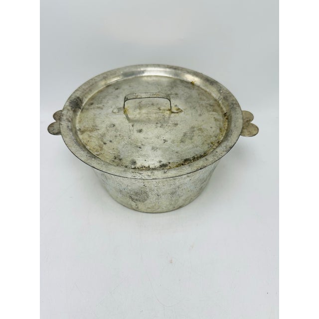 1920s Antique French Metal Lidded Pot For Sale - Image 5 of 9