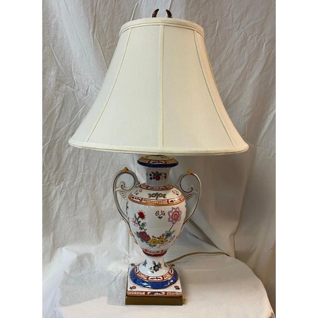 Traditional Remington Hand Painted Porcelain Table Lamp For Sale - Image 3 of 13