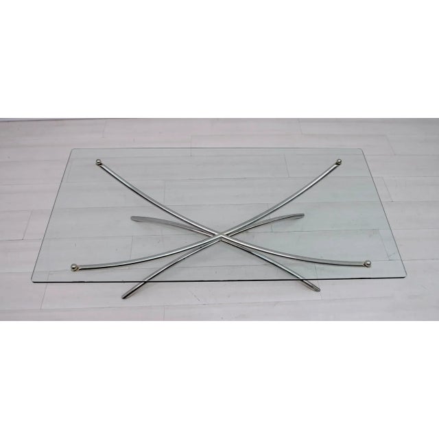 Mid-Century Modern Metal, Chrome, and Crystal Coffee Table, Italy, 1970s For Sale - Image 3 of 8