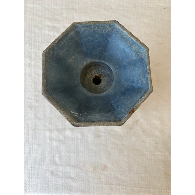 Metal Vintage Art Deco Style Metal Vase in Deep Navy Blue For Sale - Image 7 of 7