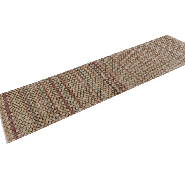 1950s Vintage Turkish Runner, Mosaic-Inspired Multicolor Geometric Design - Rug & Kilim For Sale - Image 5 of 8