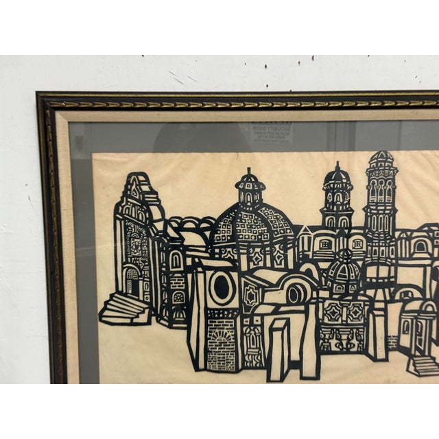 Arne Wolf Church in Fortin, Mexico Framed Wood Block Print, Circa 1962 For Sale - Image 10 of 11
