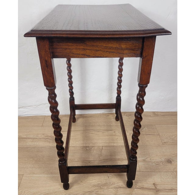 Vintage Rectangular Country Barley Twist Side Table, 1950 For Sale - Image 13 of 18