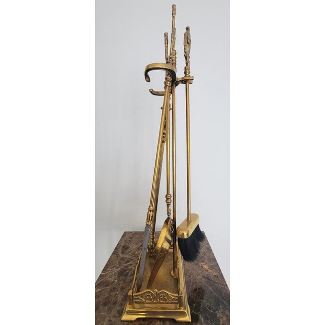 Italian Die-Cast Brass 5-Piece Fireplace Tool Set For Sale In Dallas - Image 6 of 12