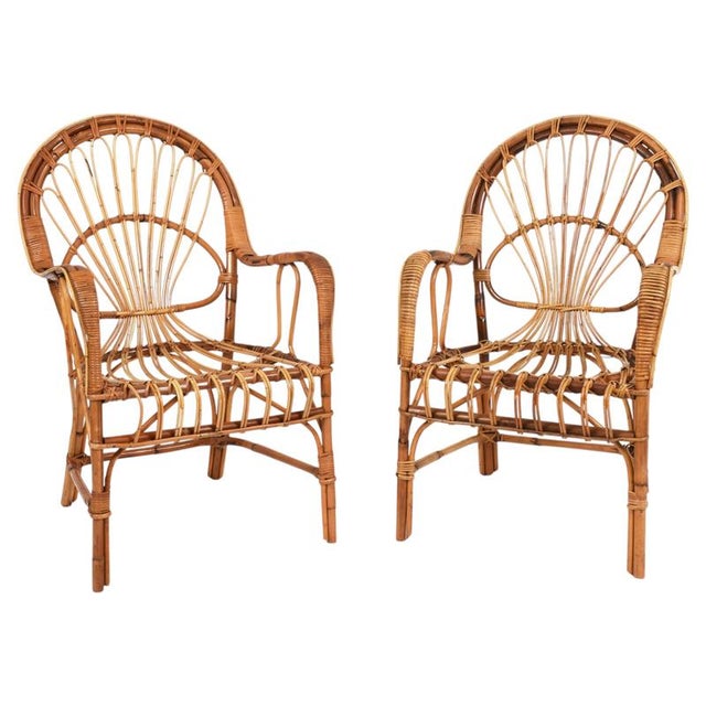 Rattan and Bamboo Armchairs by Franco Albini, Italy, 1960s, Set of 2 For Sale - Image 11 of 11