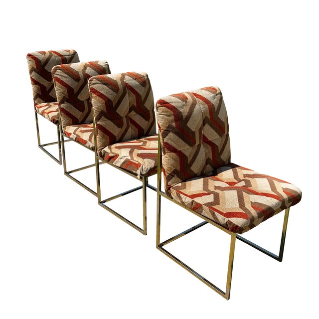 1970s Cal-Style Thin Line Metal Dining or Game Chairs, Set of Four After Milo Baughman For Sale - Image 9 of 12