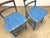 Mid-Century Modern Antique Industrial Steel & Oak Chairs by Angle Steel Stool Co / K M Supply Company in Vivid Blue For Sale - Image 3 of 12