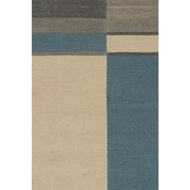 Contemporary Rug & Kilim’s Contemporary Kilim in Beige, Blue and Gray Tones For Sale - Image 3 of 8