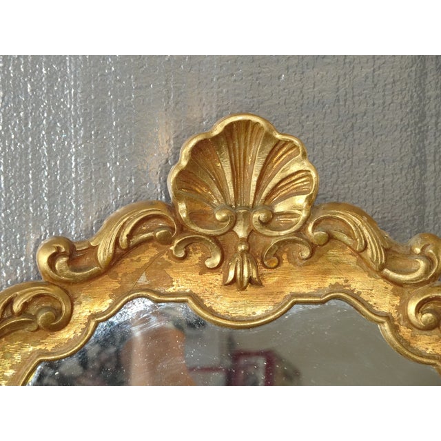 1970s Vintage French Provincial Gold Syroco Style Wall Mantle Mirror For Sale - Image 5 of 16