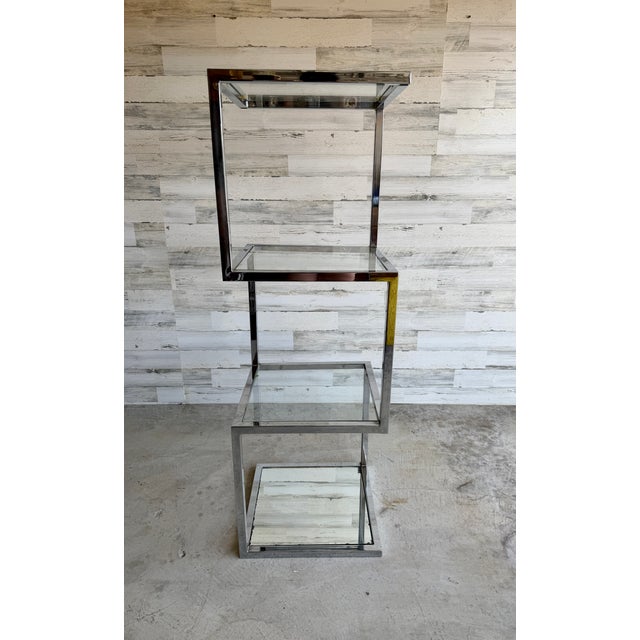 Geometric Chrome Etagere For Sale - Image 10 of 12
