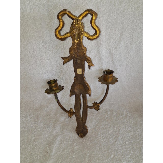 Antique Wall Candlestick in Gold-Colored Spruce Wood and Metal, 1900s For Sale - Image 5 of 6