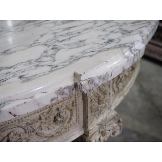 Late 19th Century Antique French Louis XVI Style Painted Center Table With Marble Top, Late 1800s For Sale - Image 5 of 18