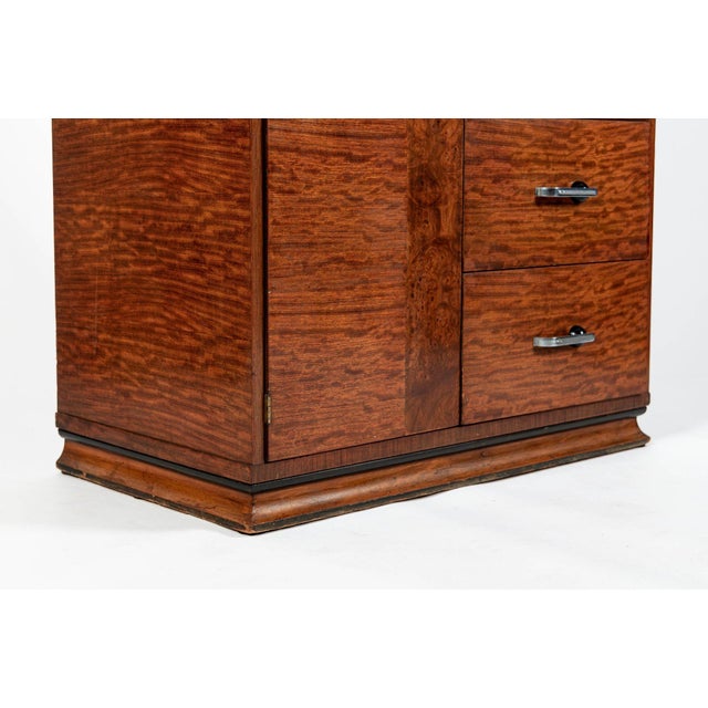 Art Deco Tiger Wood Dresser Cabinet, Vintage Streamline Modern 1940s For Sale - Image 13 of 15