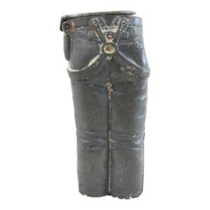 Antique 1886 Sculptural Pewter Work Pants Match Safe