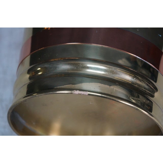 Late 20th Century Brass & Copper Banded Poseidon Champagne Wine Ice Bucket Trash Can 10" For Sale - Image 9 of 11